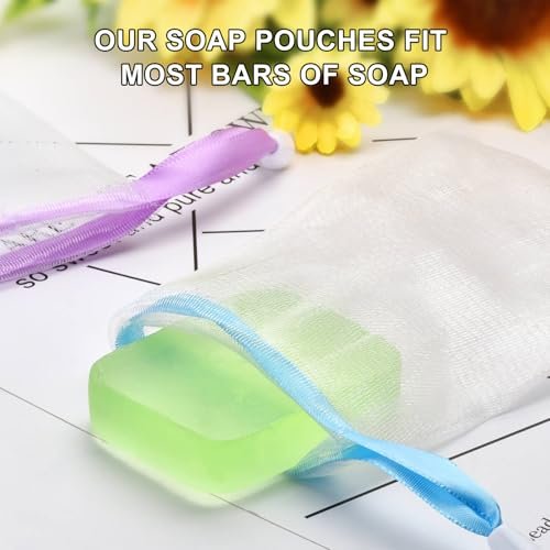 10-Pack Exfoliating Mesh Soap Saver Bags with Drawstring for Body and Facial Cleaning - görsel 6