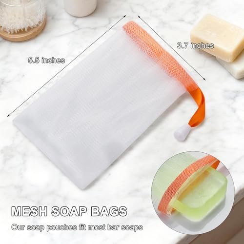 10-Pack Exfoliating Mesh Soap Saver Bags with Drawstring for Body and Facial Cleaning - görsel 4