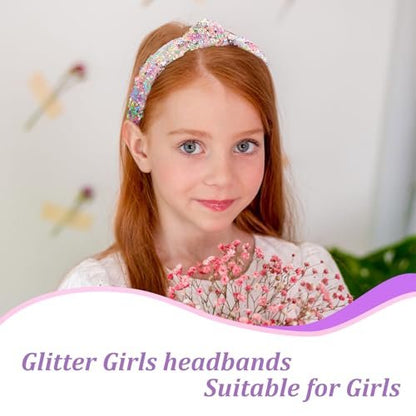 Tihebax 6-Pack Knotted Glitter Sequins Headbands for Women & Girls - Sparkly Top Knot Hairbands in Pink, Blue, Purple, Black, White, Colorful - Perfect for Back to School & Daily Outfits Avelisse