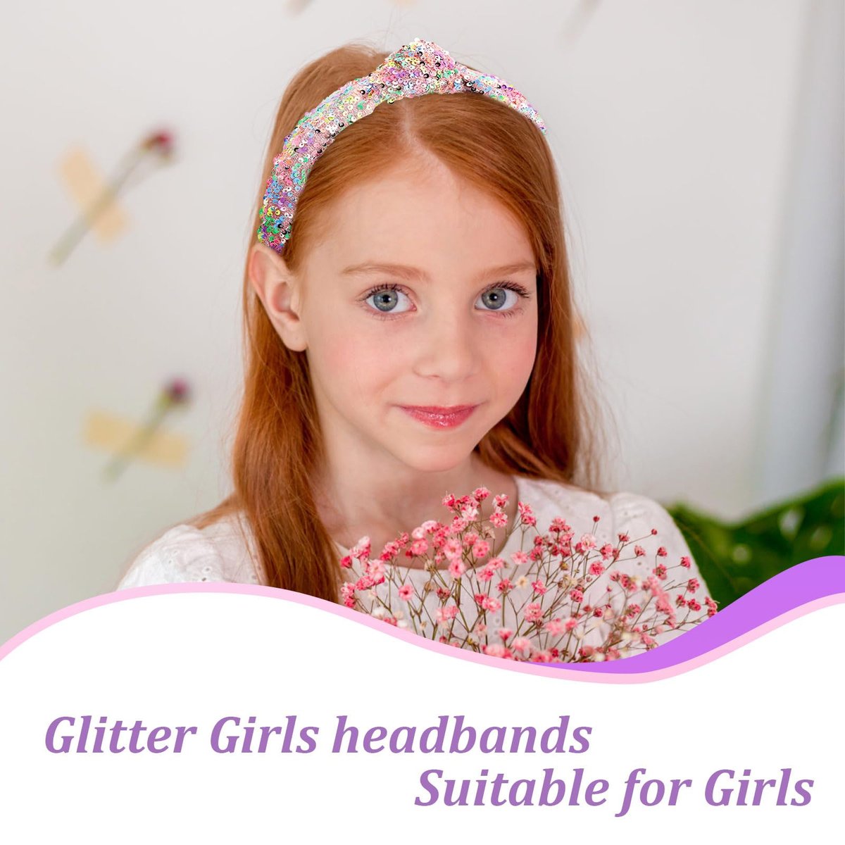 Tihebax 6-Pack Knotted Glitter Sequins Headbands for Women & Girls - Sparkly Top Knot Hairbands in Pink, Blue, Purple, Black, White, Colorful - Perfect for Back to School & Daily Outfits Avelisse