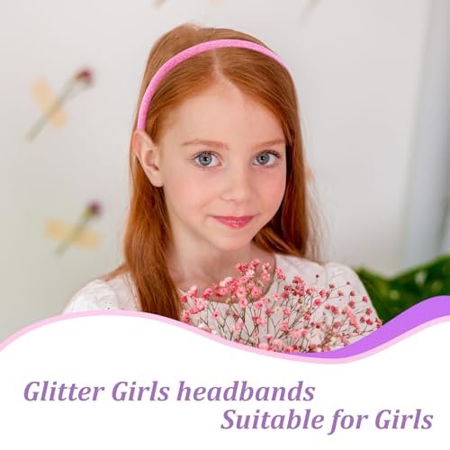 Tihebax 8-Pack Non-Slip Glitter Headbands for Girls | Sparkly Thin & Wide Hairbands for Toddlers and Kids | Gold, Pink, Purple - görsel 6