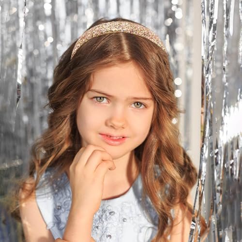 Tihebax 8-Pack Non-Slip Glitter Headbands for Girls | Sparkly Thin & Wide Hairbands for Toddlers and Kids | Gold, Pink, Purple - görsel 14