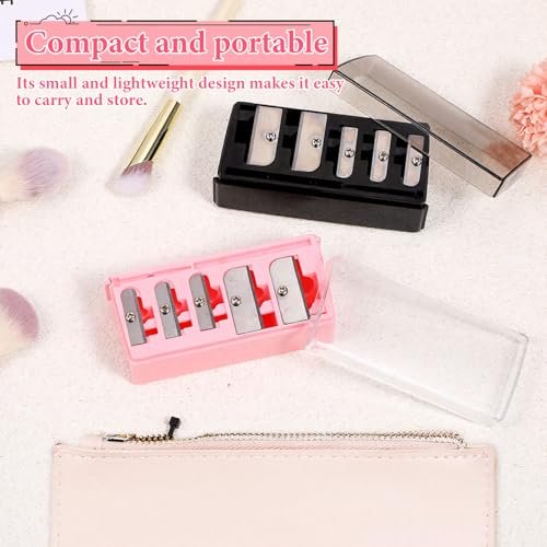 2 Pack 5 Hole Cosmetic Long Point Pencil Sharpener - Dual Color Eye Pencil Sharpener for Eyeliner, Eyebrow & Lip Liner Pencils (Black & Pink) - görsel 4
