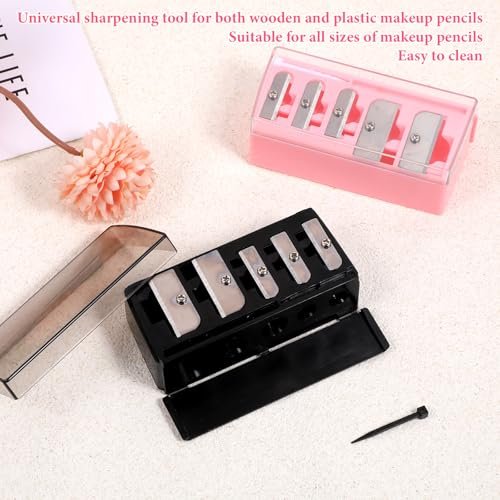 2 Pack 5 Hole Cosmetic Long Point Pencil Sharpener - Dual Color Eye Pencil Sharpener for Eyeliner, Eyebrow & Lip Liner Pencils (Black & Pink) - görsel 12