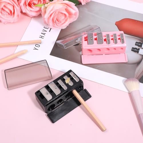 2 Pack 5 Hole Cosmetic Long Point Pencil Sharpener - Dual Color Eye Pencil Sharpener for Eyeliner, Eyebrow & Lip Liner Pencils (Black & Pink) - görsel 14