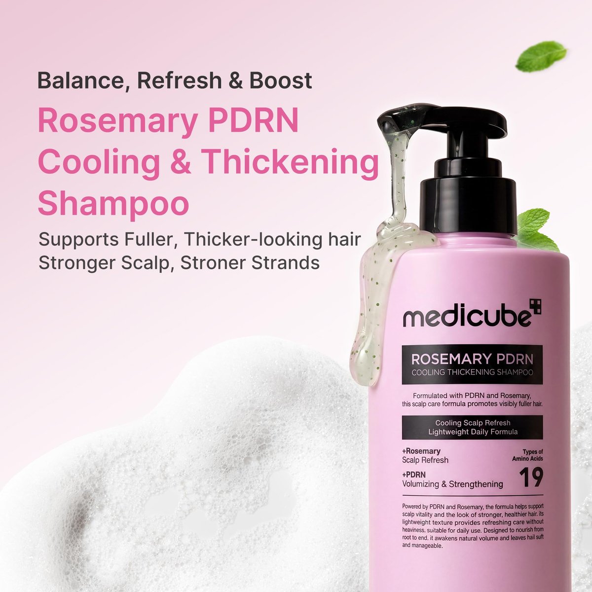 medicube Rosemary PDRN Clarifying Thickening Shampoo – Cooling, Clarifying Care for Thinning, Weak & Flaky Hair – Amino Acid Complex for Stronger, Thicker-Looking Hair – Korean Hair Care, 13.52 fl.oz Avelisse