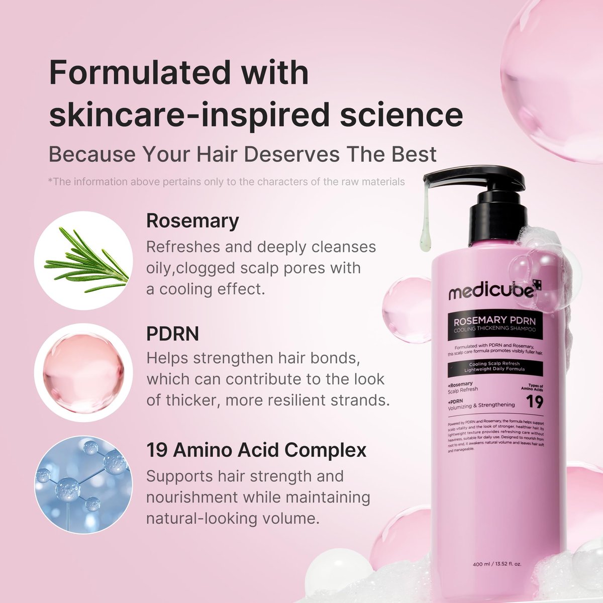 medicube Rosemary PDRN Clarifying Thickening Shampoo – Cooling, Clarifying Care for Thinning, Weak & Flaky Hair – Amino Acid Complex for Stronger, Thicker-Looking Hair – Korean Hair Care, 13.52 fl.oz Avelisse