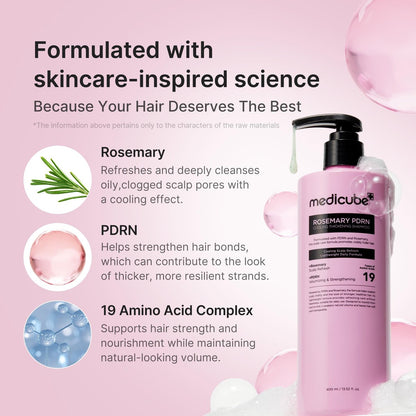 medicube Rosemary PDRN Clarifying Thickening Shampoo – Cooling, Clarifying Care for Thinning, Weak & Flaky Hair – Amino Acid Complex for Stronger, Thicker-Looking Hair – Korean Hair Care, 13.52 fl.oz Avelisse