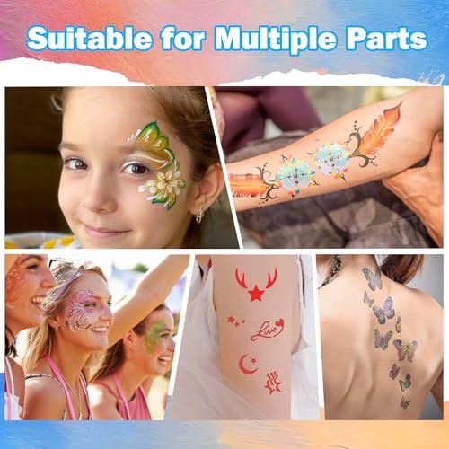 BONTOP Temporary Tattoo Markers for Skin - 15 Body Markers + 82 Stencils, Skin-Safe & Cosmetic Quality, Birthday Gift Ideas - görsel 14