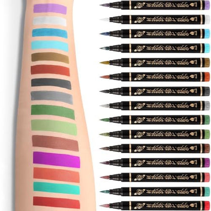 BONTOP Temporary Tattoo Markers for Skin - 15 Body Markers + 82 Stencils, Skin-Safe & Cosmetic Quality, Birthday Gift Ideas
