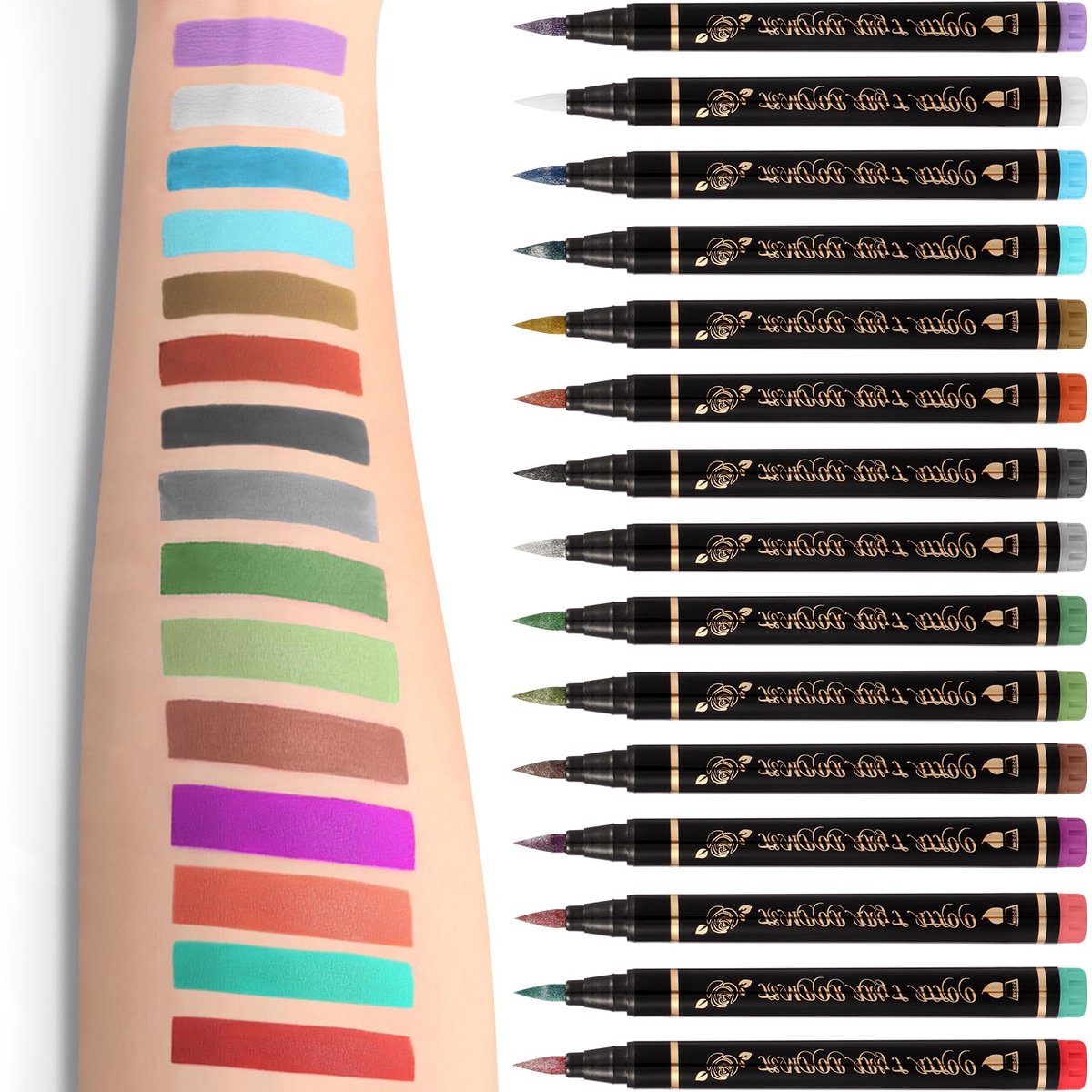BONTOP Temporary Tattoo Markers for Skin - 15 Body Markers + 82 Stencils, Skin-Safe & Cosmetic Quality, Birthday Gift Ideas - görsel 3