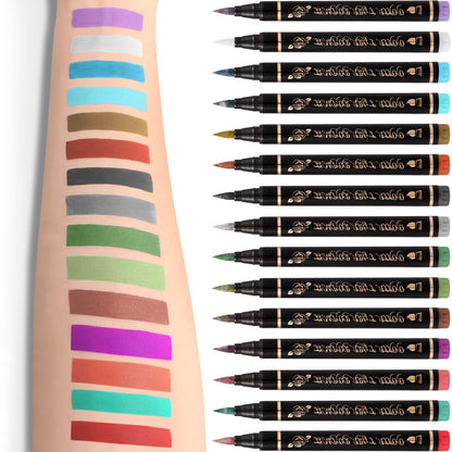 BONTOP Temporary Tattoo Markers for Skin - 15 Body Markers + 82 Stencils, Skin-Safe & Cosmetic Quality, Birthday Gift Ideas