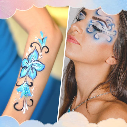 BONTOP Temporary Tattoo Markers for Skin - 15 Body Markers + 82 Stencils, Skin-Safe & Cosmetic Quality, Birthday Gift Ideas