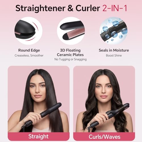 3 in 1 Curling Iron Set with Interchangeable Ceramic Barrels 0.35 to 1 Inch, Flat Iron Hair Straightener, 14 Temperature Settings, Dual Voltage Travel Hair Curler - Rose Gold - görsel 6