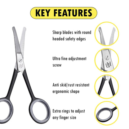 UMAHASS 4.0 Premium Nose Hair Scissors for Men - Safety Blades with Rounded Tip for Nasal, Ear, Eyebrow & Facial Hair Trimming