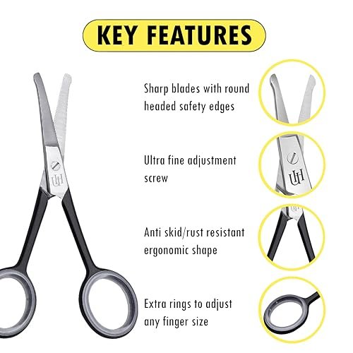 UMAHASS 4.0 Premium Nose Hair Scissors for Men - Safety Blades with Rounded Tip for Nasal, Ear, Eyebrow & Facial Hair Trimming - görsel 10