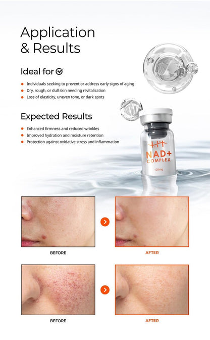 NAD+ Complex Skin Booster with NAD+, HA, Peptides, & Collagen – 2025 Microneedle Serum, Made in Korea (120mg + 5ml)