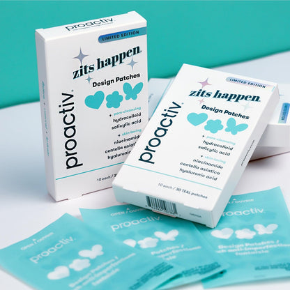 Proactiv Zits Happen Acne Patches with Salicylic Acid, Hydrocolloid Spot Treatment, Fun Heart Flower & Butterfly Shapes, 30 Count