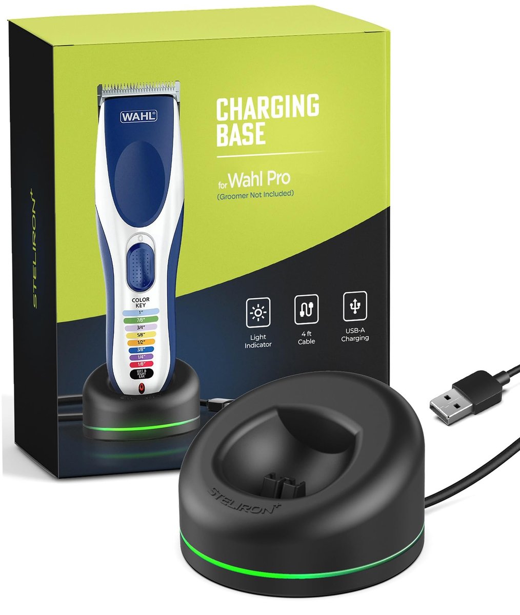 Replacement Charging Dock for Wahl Color Pro Cordless Clipper & Trimmer Model 9649P – USB Powered with LED Indicator (Black) Avelisse
