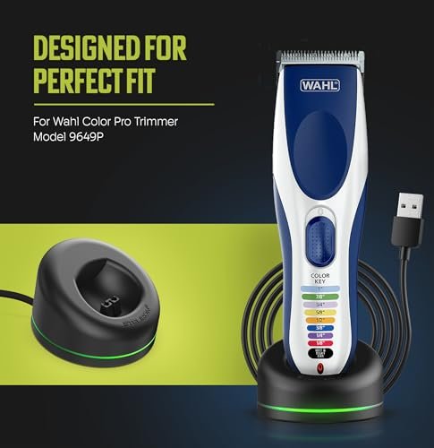 Replacement Charging Dock for Wahl Color Pro Cordless Clipper & Trimmer Model 9649P – USB Powered with LED Indicator (Black) Avelisse