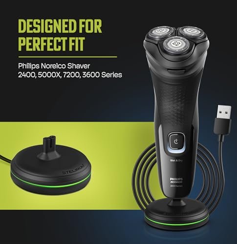Charging Stand for Philips Norelco Shavers 2400, 5000X, 7200, 3600 Series - LED Indicator & USB Cable Compatible with X3001, X5006, S7887, S3243 Avelisse