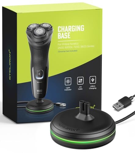 Charging Stand for Philips Norelco Shavers 2400, 5000X, 7200, 3600 Series - LED Indicator & USB Cable Compatible with X3001, X5006, S7887, S3243 Avelisse