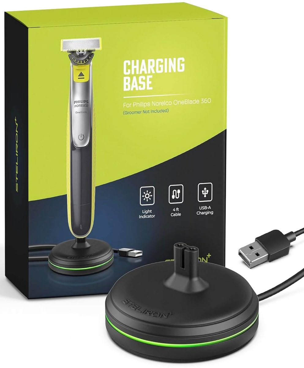 Charging Stand for Philips Norelco OneBlade 360 Shaver – Dock with LED Indicator & USB Cable for QP2724, QP2834 Avelisse