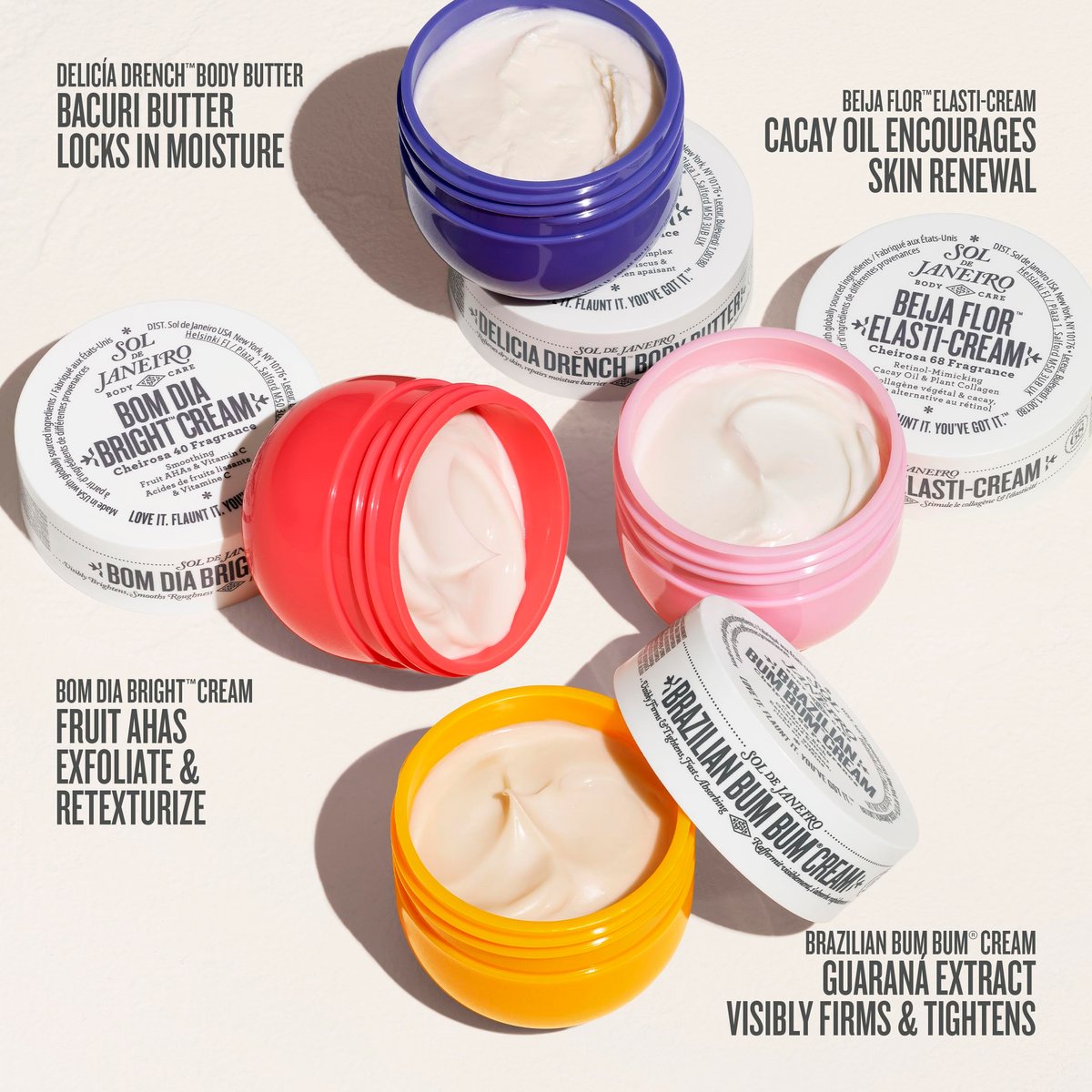 Sol de Janeiro BODY BOLDLY Body Cream Discovery Set – Trial Size Minis (4 x 25 mL) – Gift Set Avelisse