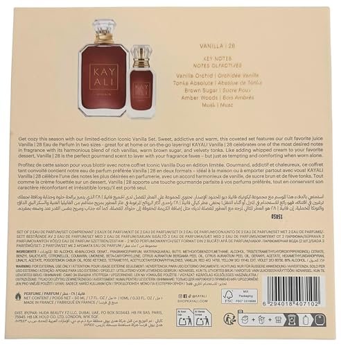 KAYALI Vanilla | 28 Eau de Parfum Iconic Set – Sweet Vanilla, Amber Woods & Brown Sugar Notes, 50 ml + 10 ml Avelisse