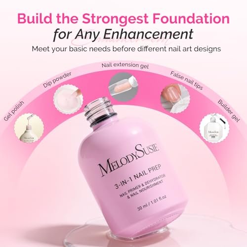 MelodySusie 30ML Nail Dehydrator and Primer, 3-in-1 HEMA-Free Acid-Free Nourishing Nail Prep for Thickening Solutions, Acrylic & Gel Nails - görsel 8