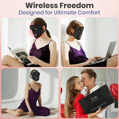 Red Light Therapy for Face, 4 Modes Portable LED Face Mask, Red & 850nm Infrared Light Mask, 15-Min Timer, 256 LED Beads, Rechargeable for At-Home & Travel Avelisse