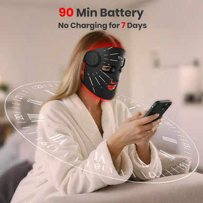 Red Light Therapy for Face, 4 Modes Portable LED Face Mask, Red & 850nm Infrared Light Mask, 15-Min Timer, 256 LED Beads, Rechargeable for At-Home & Travel Avelisse
