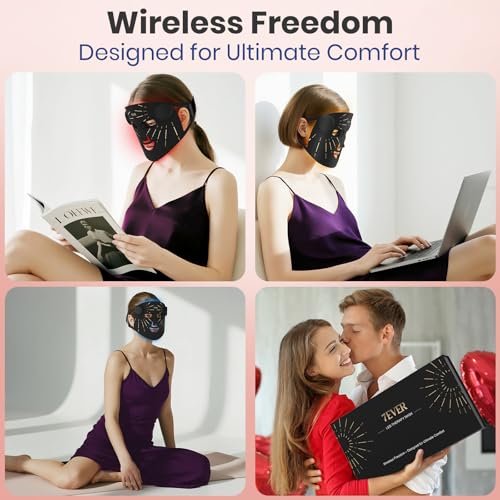 Red Light Therapy for Face, 4 Modes Portable LED Face Mask, Red & 850nm Infrared Light Mask, 15-Min Timer, 256 LED Beads, Rechargeable for At-Home & Travel Avelisse