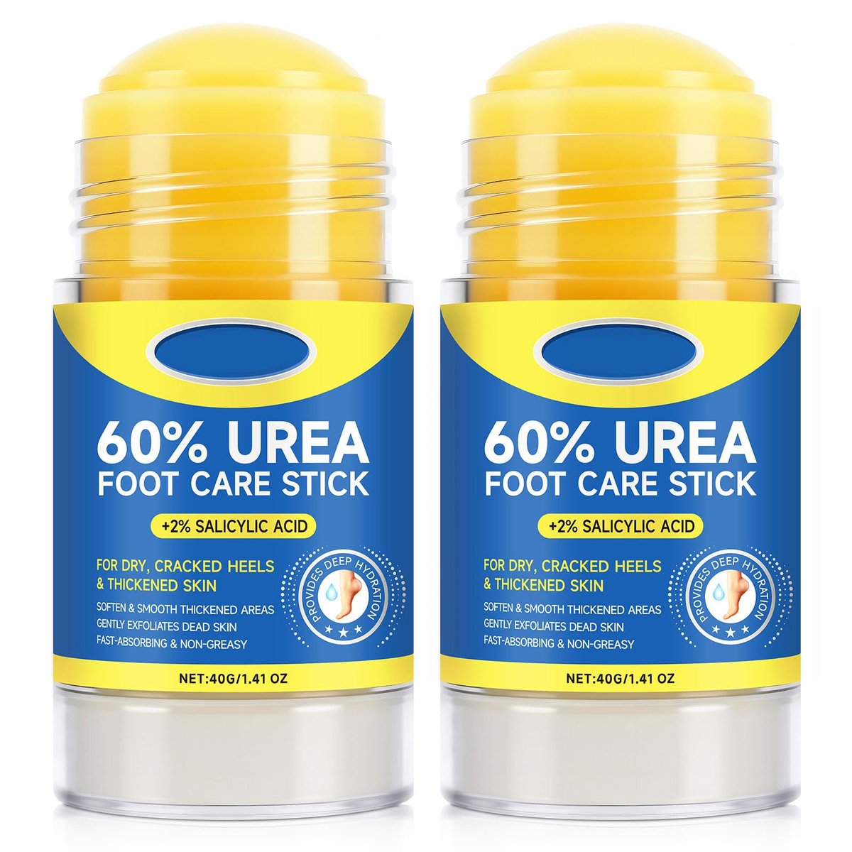 SPRINGSUGAR 60% Urea Foot Cream Stick with 2% Salicylic Acid – Extra-Strength Cracked Heel Repair for Dry Feet & Calluses, Moisturizing Urea Cream Stick for Dead Skin Removal, Heel Balm for Rough Skin (2-Pack) Avelisse