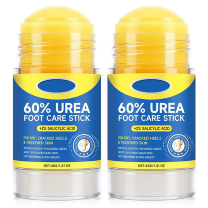 SPRINGSUGAR 60% Urea Foot Cream Stick with 2% Salicylic Acid – Extra-Strength Cracked Heel Repair for Dry Feet & Calluses, Moisturizing Urea Cream Stick for Dead Skin Removal, Heel Balm for Rough Skin (2-Pack) Avelisse