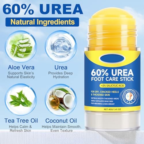 SPRINGSUGAR 60% Urea Foot Cream Stick with 2% Salicylic Acid – Extra-Strength Cracked Heel Repair for Dry Feet & Calluses, Moisturizing Urea Cream Stick for Dead Skin Removal, Heel Balm for Rough Skin (2-Pack) Avelisse