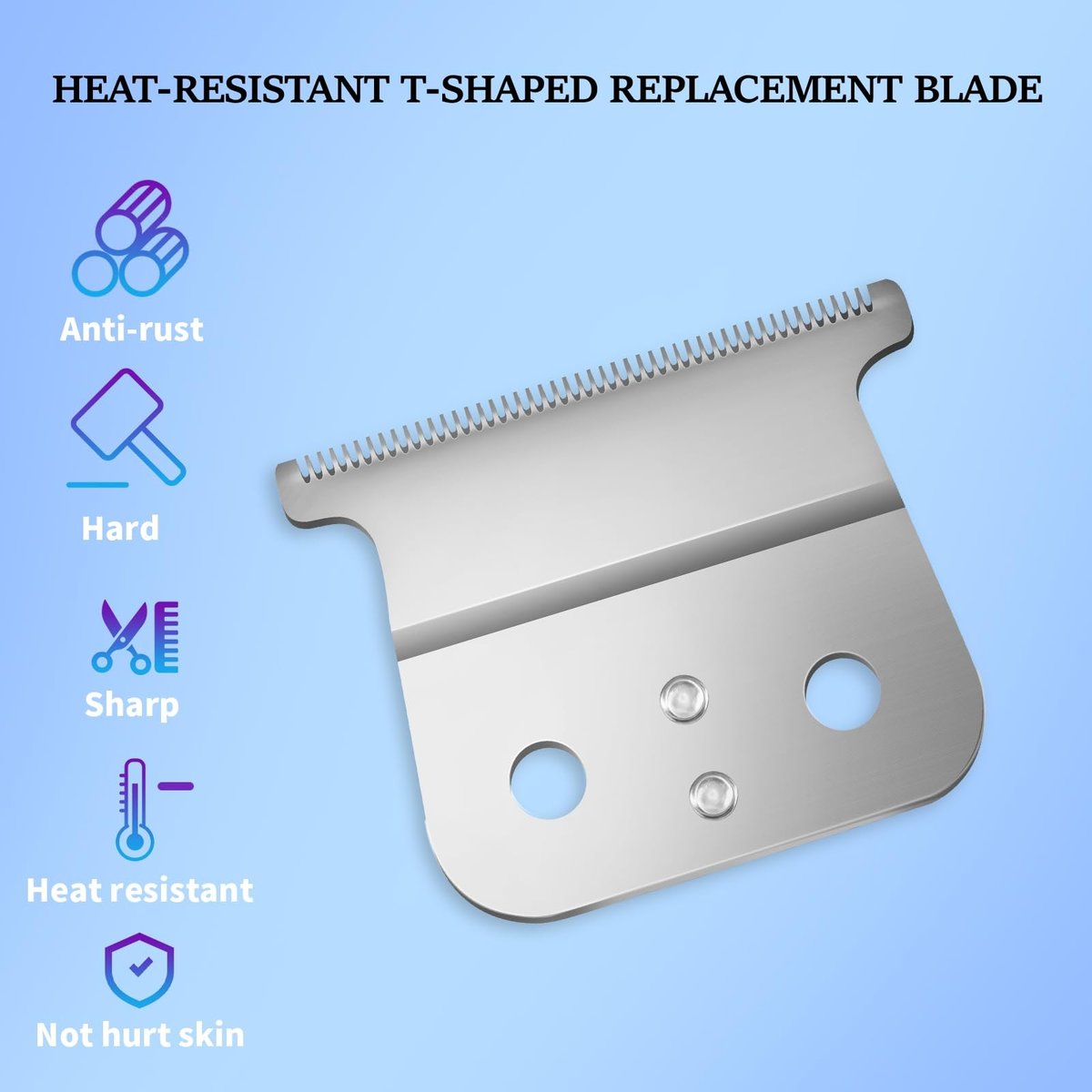 2 Pack Replacement T-Blades Compatible with Andis T-Outliners GTO, GO and SLS Trimmers, Silver Avelisse