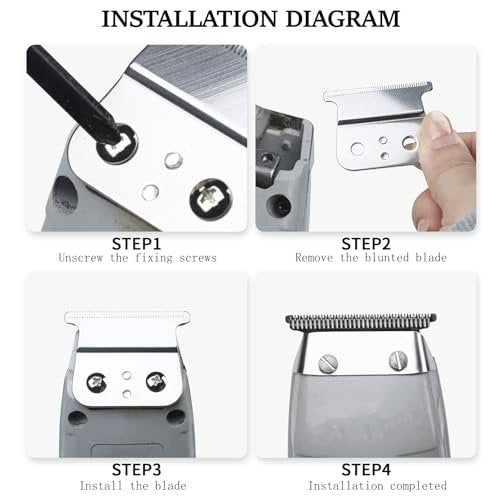 2 Pack Replacement T-Blades Compatible with Andis T-Outliners GTO, GO and SLS Trimmers, Silver Avelisse