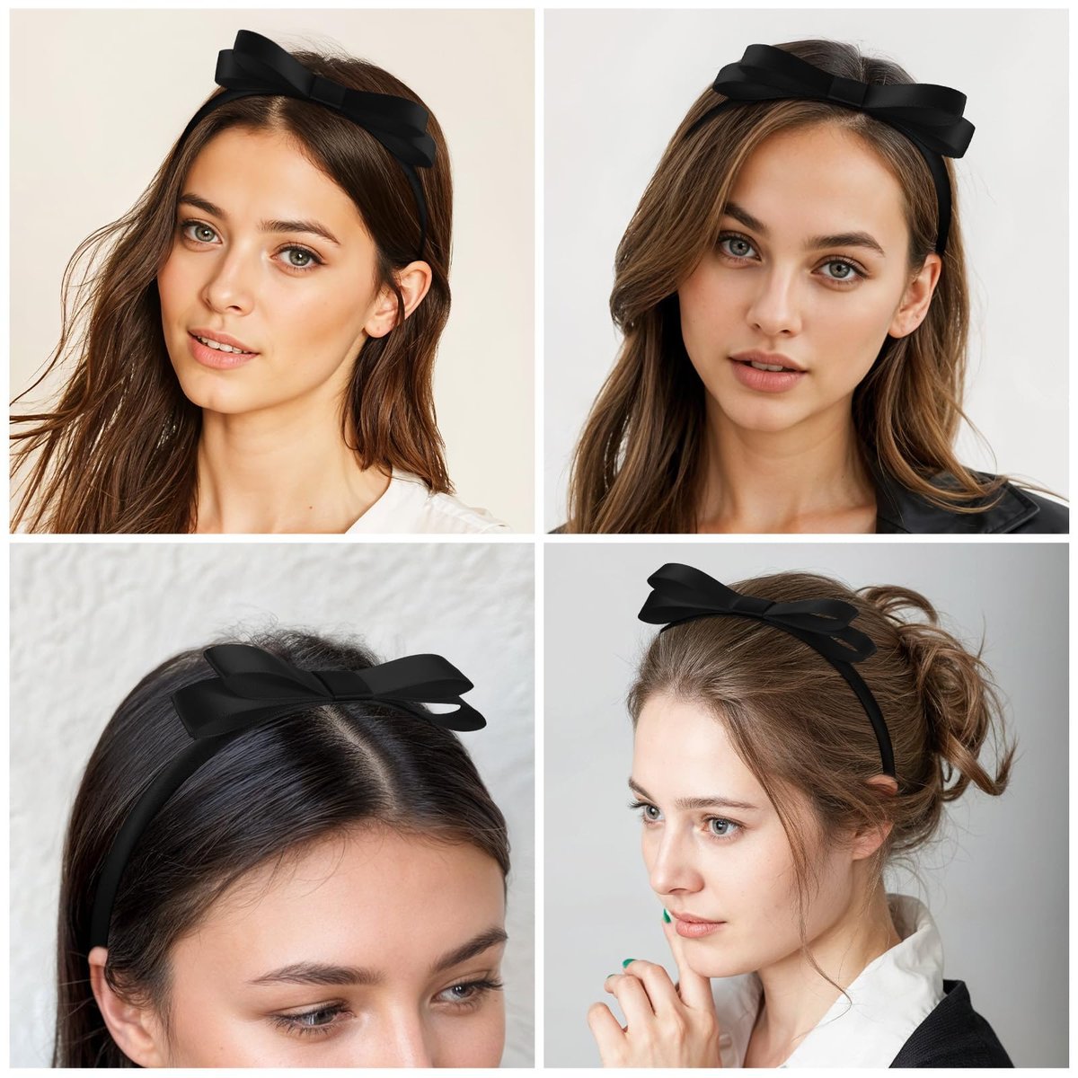 Tyqour 2-Pack Black Bow Headbands for Women – Cute Bowknot Hair Hoops for Daily Wear, Costumes, and Parties - görsel 7