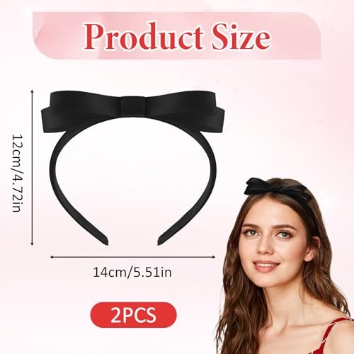 Tyqour 2-Pack Black Bow Headbands for Women – Cute Bowknot Hair Hoops for Daily Wear, Costumes, and Parties - görsel 4