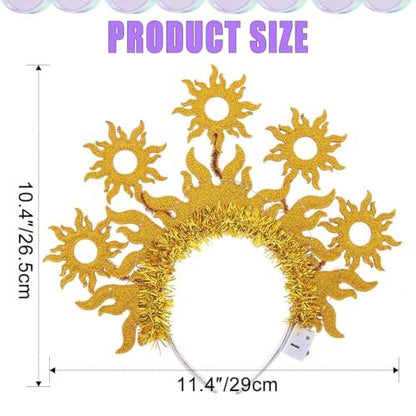 JEAIRTS Light Up Sun Headband Gold Goddess Crown Costume Hair Accessories for Women