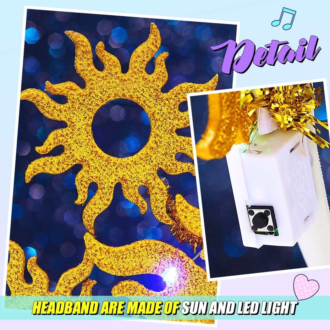 JEAIRTS Light Up Sun Headband Gold Goddess Crown Costume Hair Accessories for Women - görsel 11