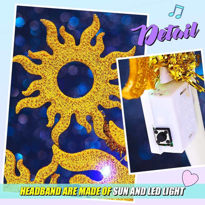 JEAIRTS Light Up Sun Headband Gold Goddess Crown Costume Hair Accessories for Women