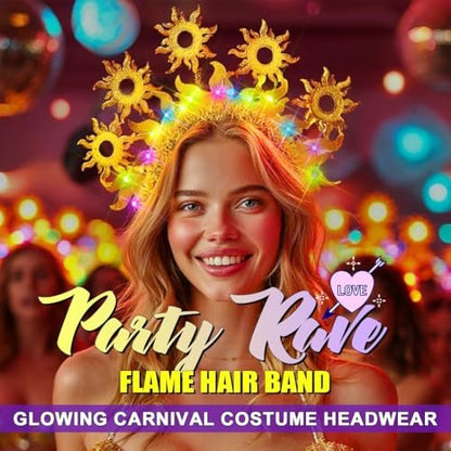JEAIRTS Light Up Sun Headband Gold Goddess Crown Costume Hair Accessories for Women