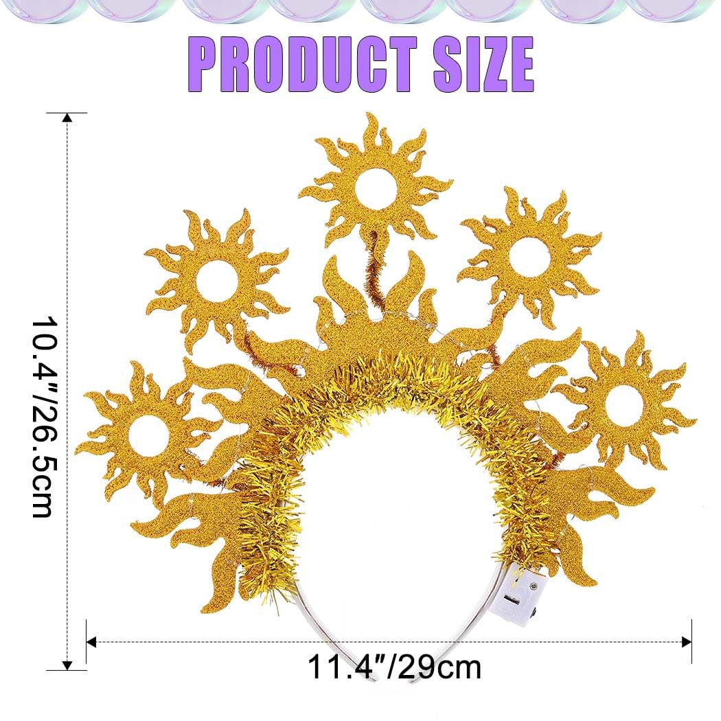 JEAIRTS Light Up Sun Headband Gold Goddess Crown Costume Hair Accessories for Women - görsel 7