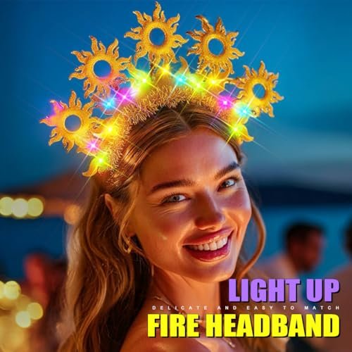 JEAIRTS Light Up Sun Headband Gold Goddess Crown Costume Hair Accessories for Women - görsel 6