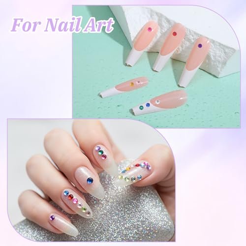 Nogeqi 3000PCS Nail Gems and Rhinestones, Multicolor 2mm Flat Back Rhinestone Nail Charms for Nail Art, Crafting, and DIY (12 Colors) - görsel 6