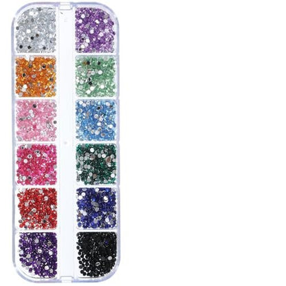 Nogeqi 3000PCS Nail Gems and Rhinestones, Multicolor 2mm Flat Back Rhinestone Nail Charms for Nail Art, Crafting, and DIY (12 Colors)
