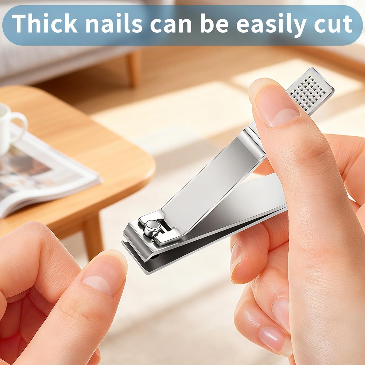 6-Pack Straight Edge Nail Clippers for Thick Nails - Heavy Duty Stainless Steel Toenail Clippers for Men and Women - görsel 11