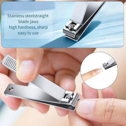 6-Pack Straight Edge Nail Clippers for Thick Nails - Heavy Duty Stainless Steel Toenail Clippers for Men and Women